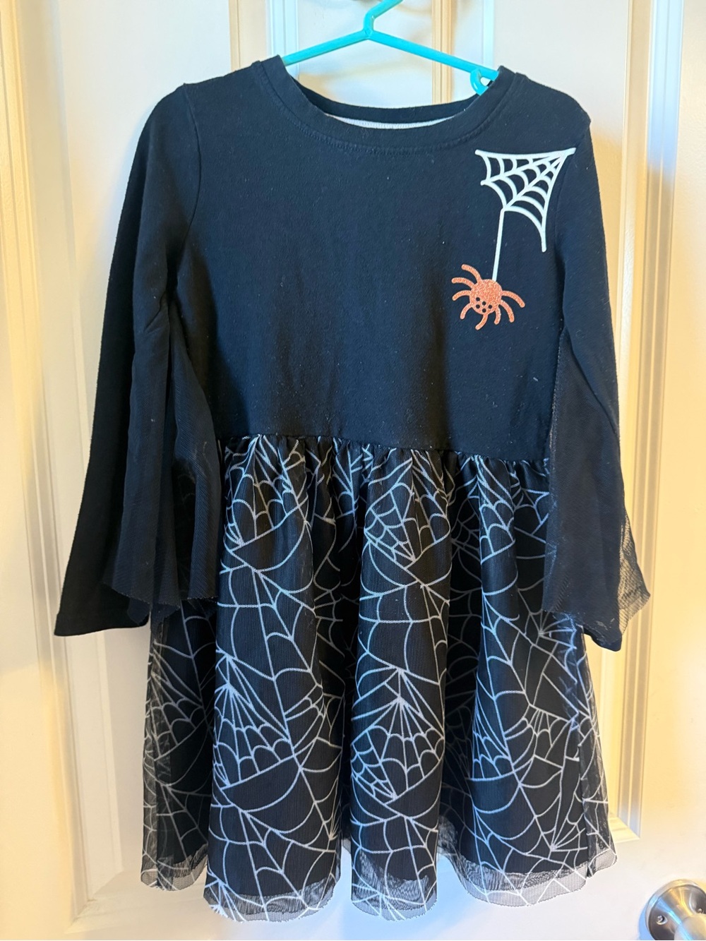 Cat & Jack Black Spiderweb Dress with Orange Spider Accent